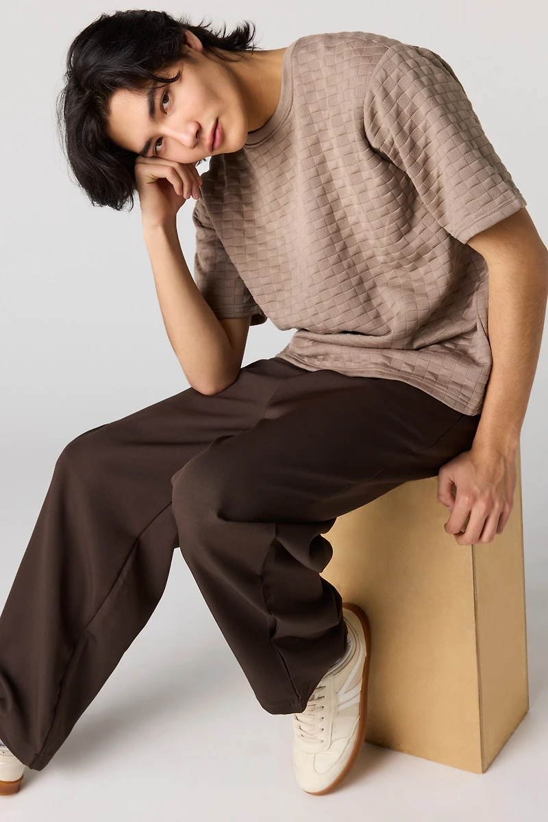 T-shirt carré texturé à carreaux