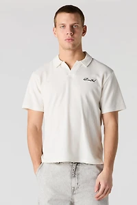 Polo en tricot gaufré brodé