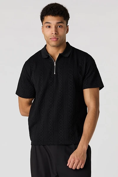 Textured Zip Polo