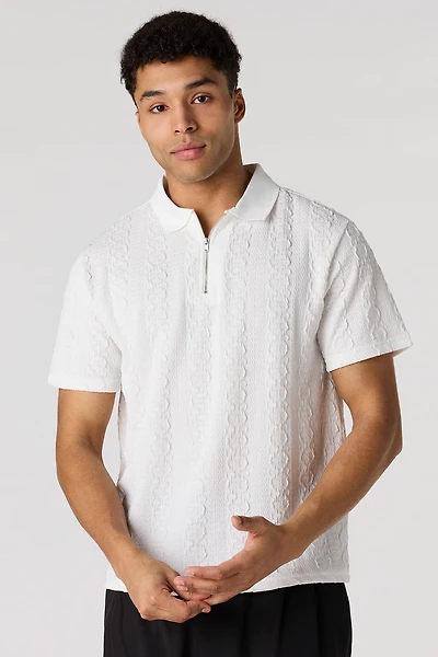 Polo texturé avec fermeture à glissière