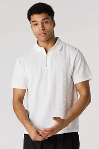 Polo texturé avec fermeture à glissière