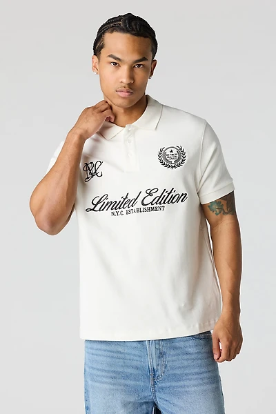Polo côtelé avec motif brodé