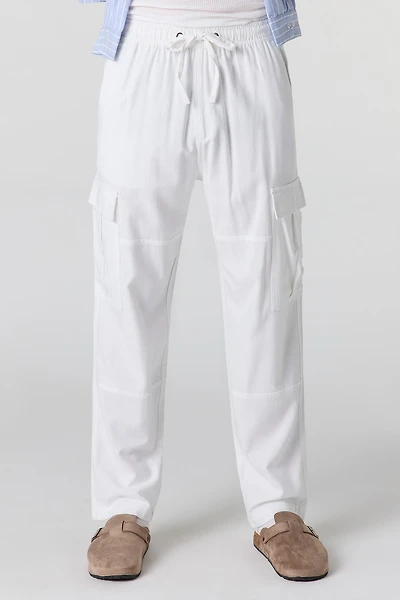 Jogger cargo baggy en lin