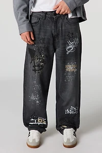 Graffiti Print Baggy Jean