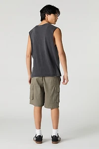 Drawstring Zipper Cargo Short
