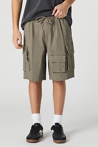 Drawstring Zipper Cargo Short