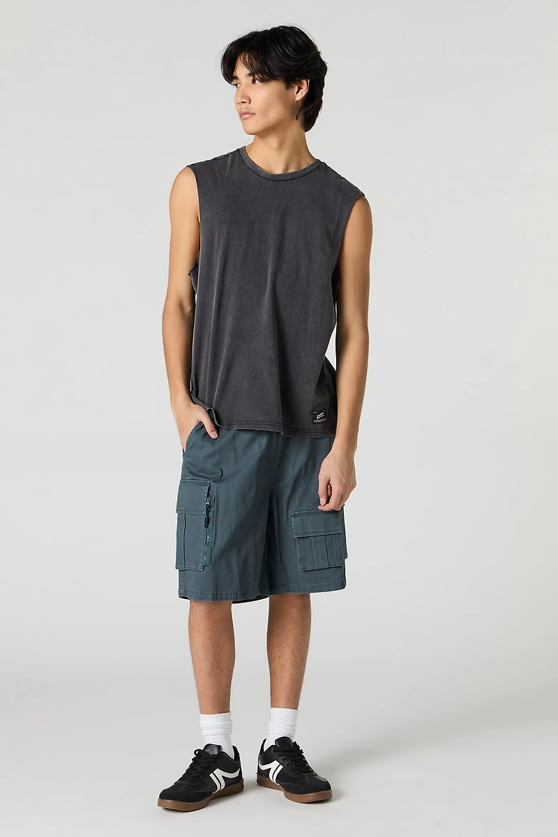 Drawstring Zipper Cargo Short