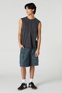 Drawstring Zipper Cargo Short