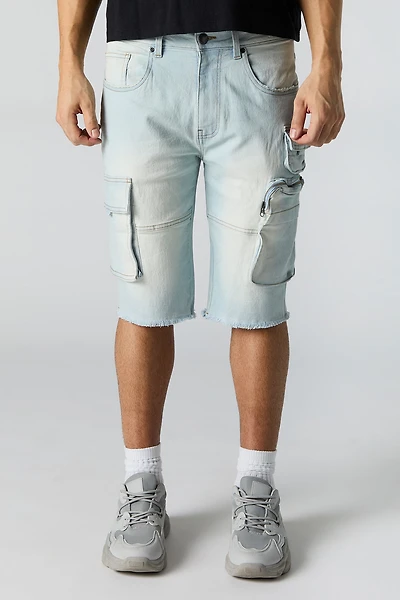 Short cargo long en denim extensible