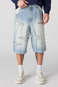 Short de planchiste en denim avec appliqué Étoile