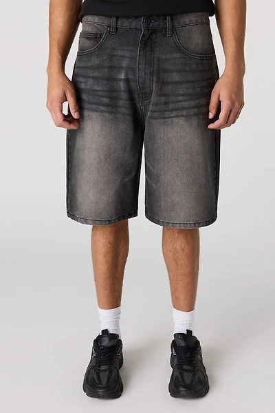 Baggy Black Denim Short 9.5"