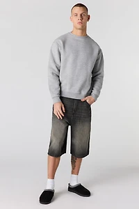 Short en denim délavé noir