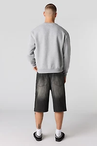 Short en denim délavé noir