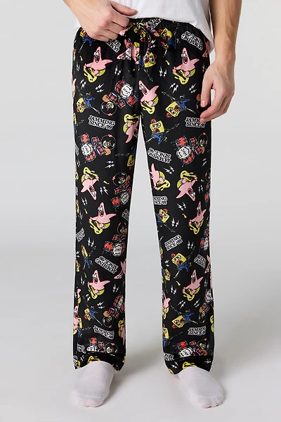 Cartoon Print Plush Pajama Pant
