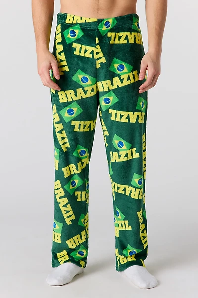Brazil Print Plush Pajama Pant