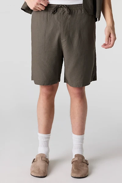 Linen-Blend Drawstring Short