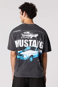 Ford Blue Mustang Graphic Washed T-Shirt