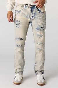 Ripped Washed Straight Jean