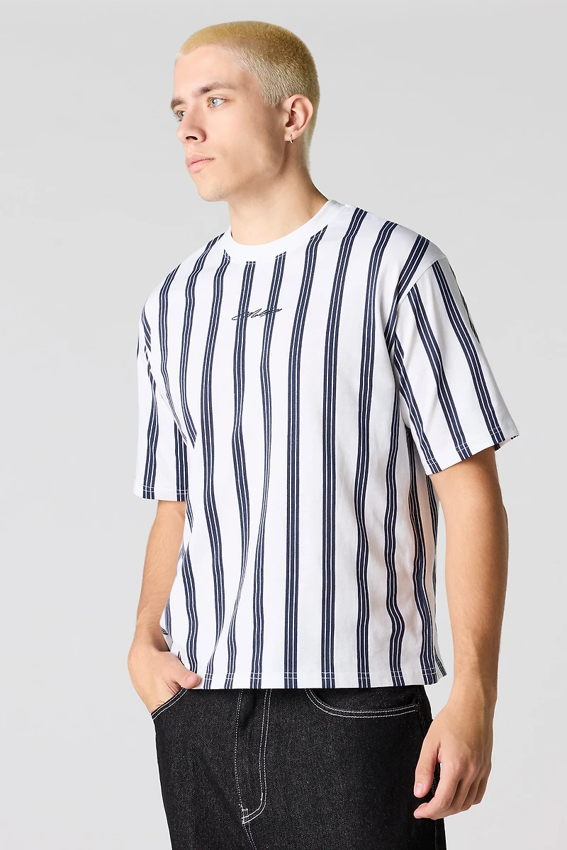 T-shirt rayé avec motif brodé Malibu