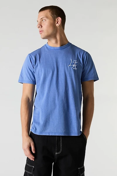 T-shirt délavé avec motif brodé