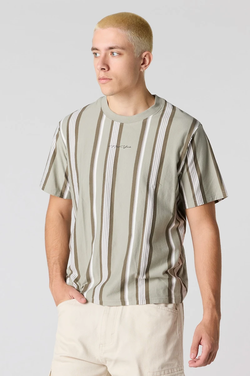 Destination Embroidered Striped T-Shirt