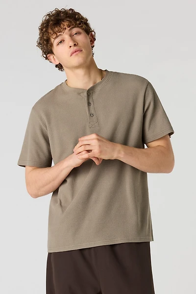 Waffle Knit Henley T-Shirt