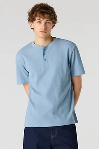 Waffle Knit Henley T-Shirt