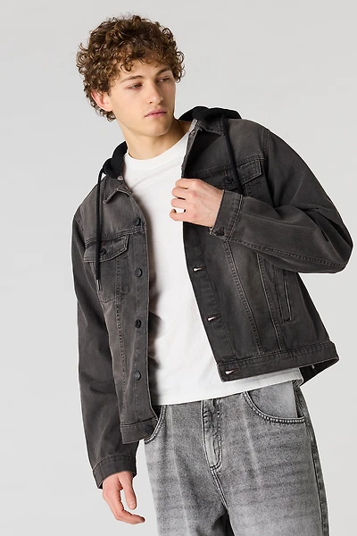 Denim Jacket with Fleece Hood