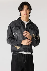 Graffiti Graphic Boxy Denim Jacket