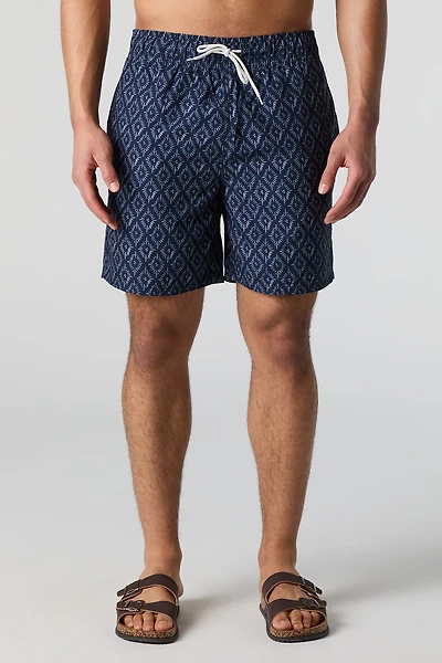 Short de baignade imprimé à taille coulissante