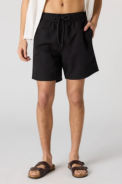Solid Drawstring Swim Short