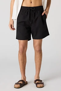 Solid Drawstring Swim Short