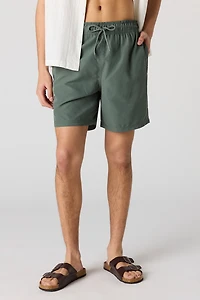 Solid Drawstring Swim Short