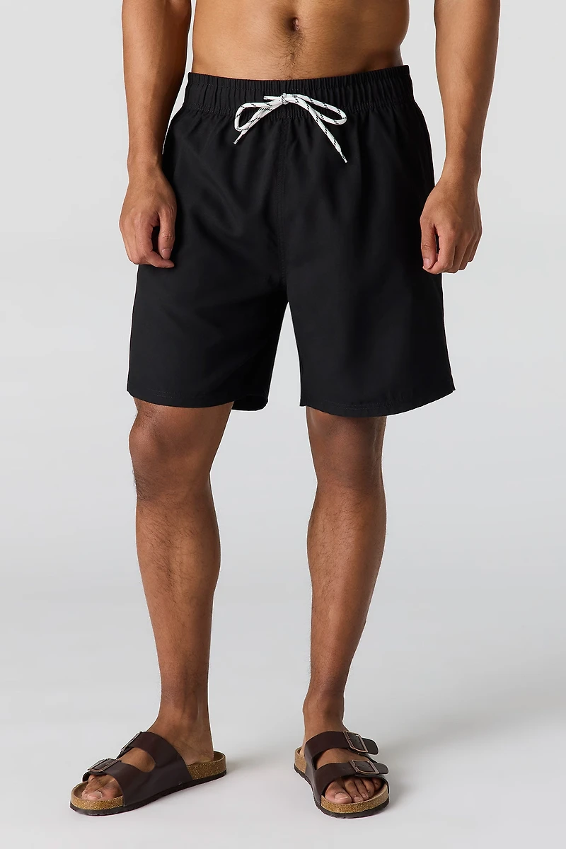 Solid Drawstring Swim Short