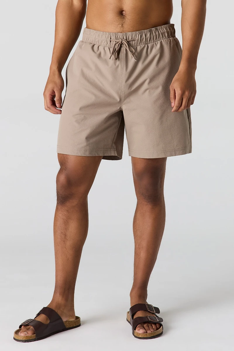 Solid Drawstring Swim Short