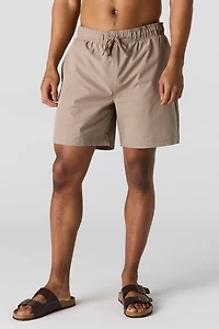 Solid Drawstring Swim Short