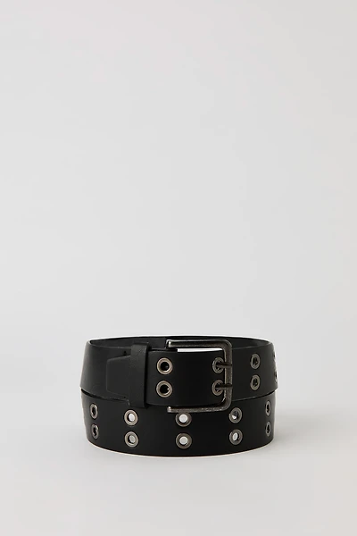 Faux Leather Double Grommet Belt