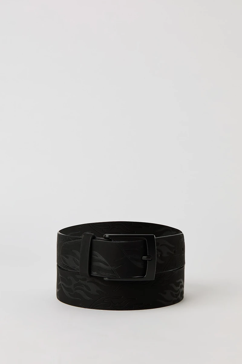 Faux Leather Embossed Belt