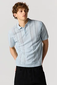 Textured Striped Polo Top