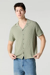 Textured Knit Button-Up Top