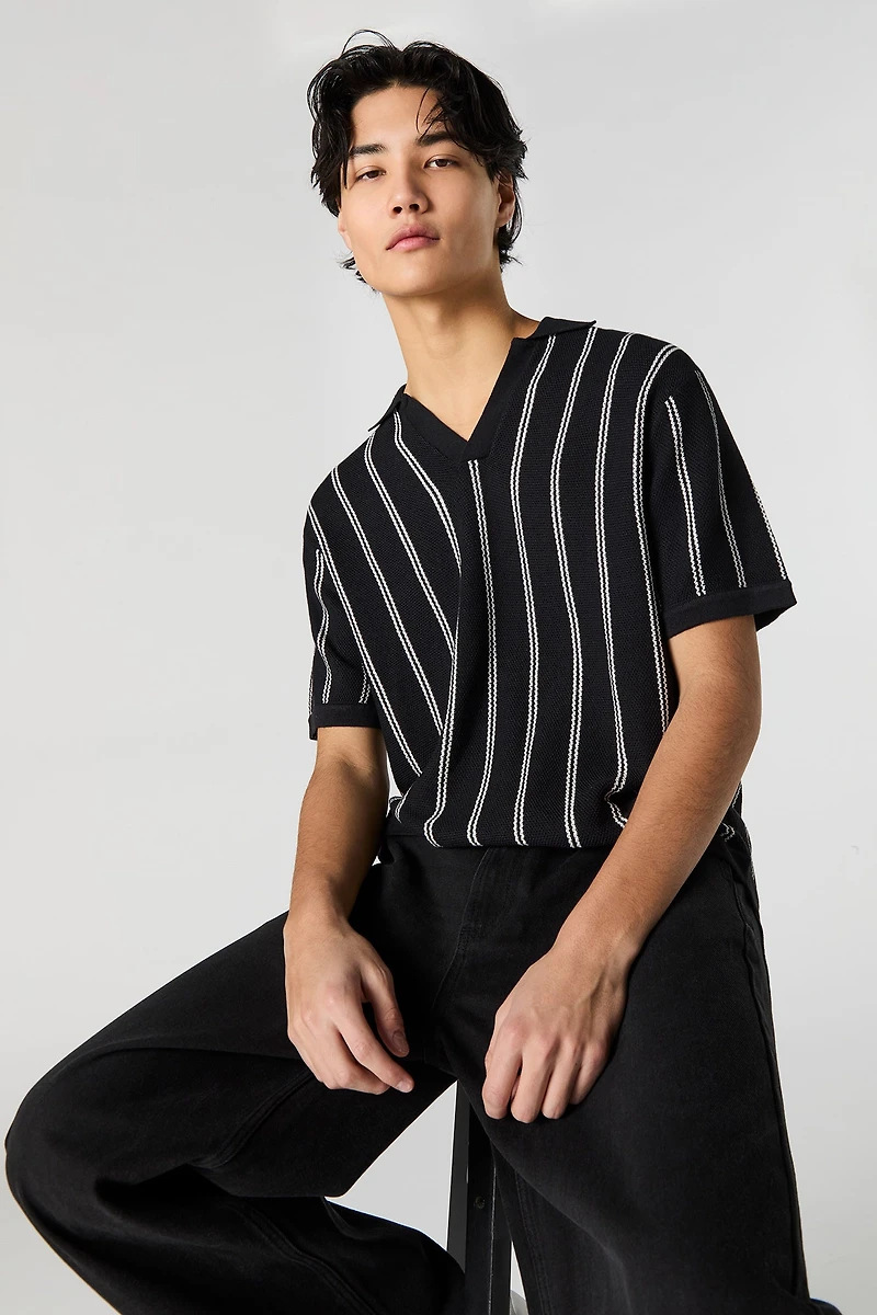 Polo en tricot rayé