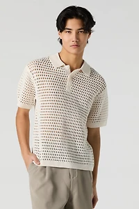 Open Knit Polo Top