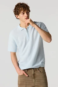 Quarter Zip Flat Collar Knit Top