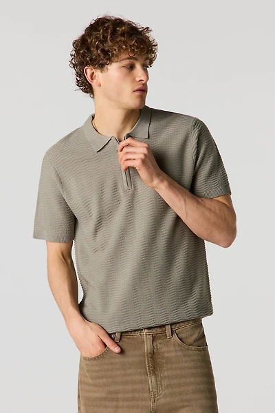 Quarter Zip Flat Collar Knit Top