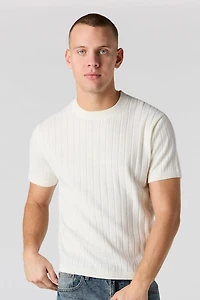 Haut en tricot côtelé à manches courtes