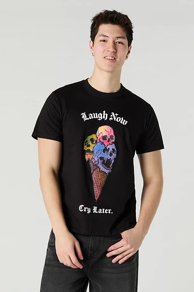 T-shirt à imprimé Laugh Now Cry Later