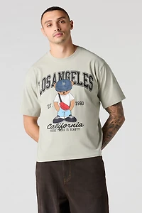 LA Bear Puff Print Boxy T-Shirt