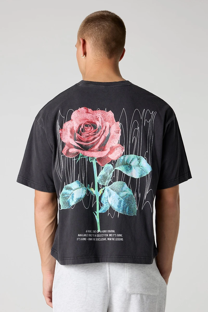Rose Graphic Washed Boxy T-Shirt