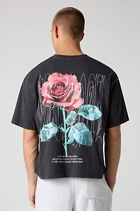 Rose Graphic Washed Boxy T-Shirt