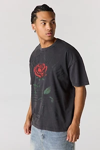 Rose Graphic Washed Relaxed T-Shirt